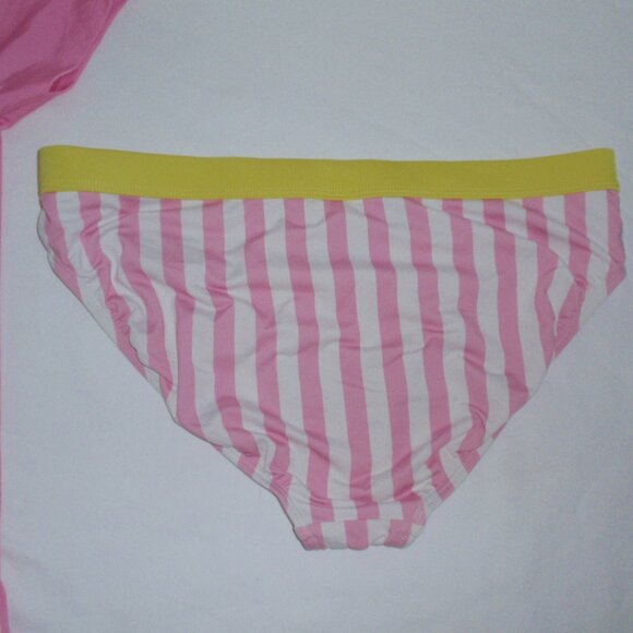 3pc Lands End Mix Match Pink Striped Lemons Bikini Rash Guard Swimsuit Set Sz 14 - Picture 7 of 16